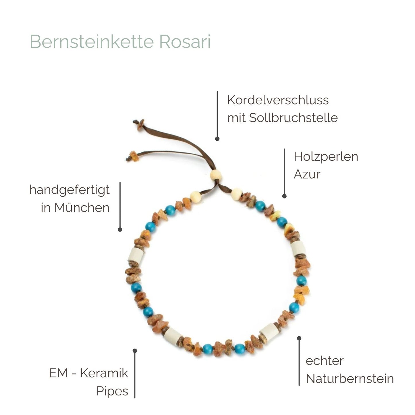 Bernsteinkette Rosari Azur Bernsteinkette Rosari Azur