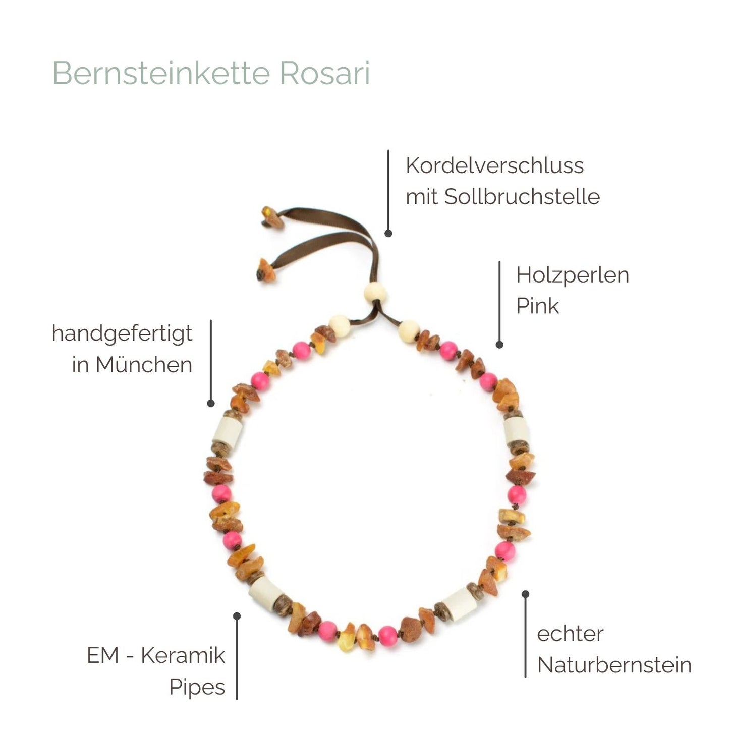 Bernsteinkette Rosari Pink Bernsteinkette Rosari Pink
