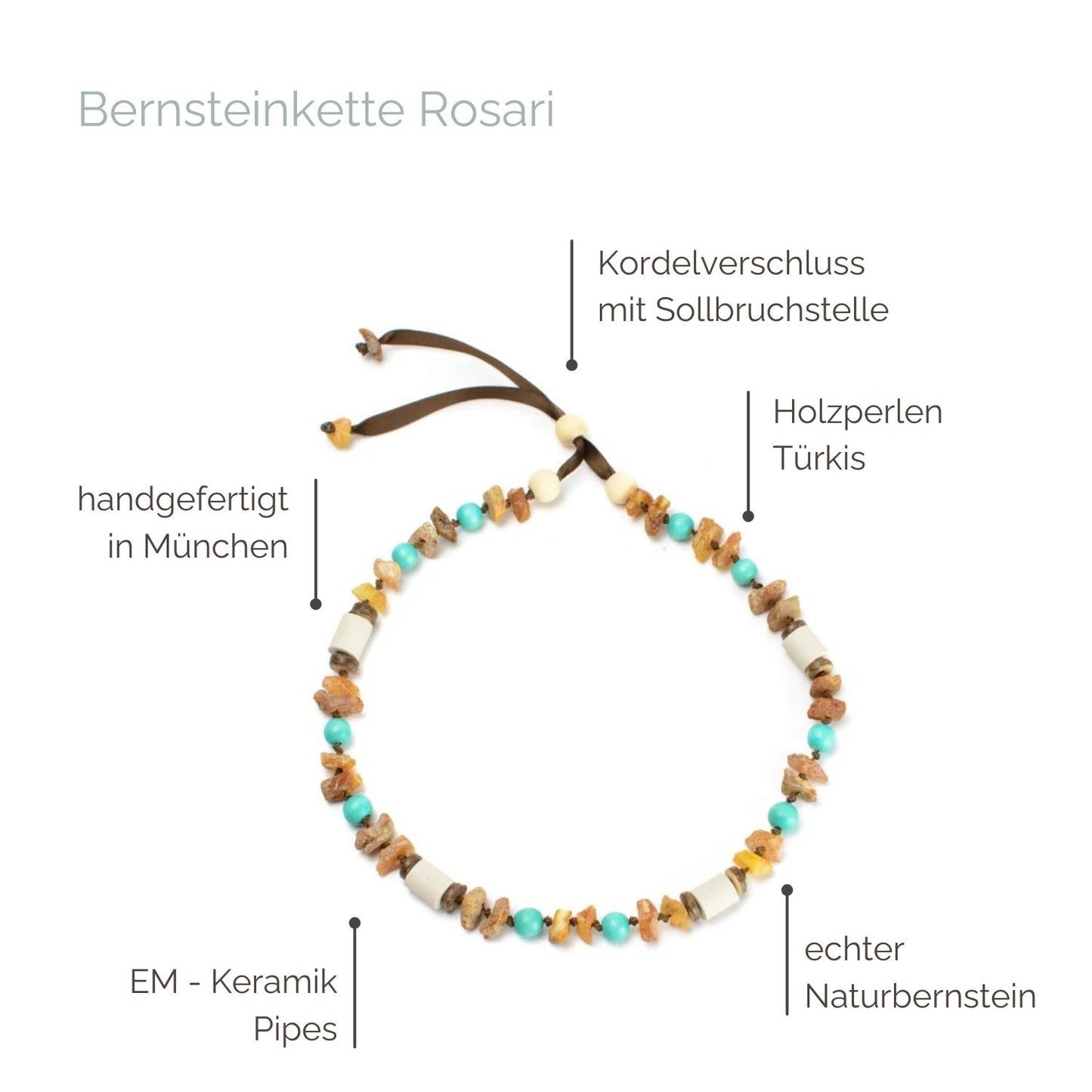 Bernsteinkette Rosari Türkis Bernsteinkette Rosari Türkis