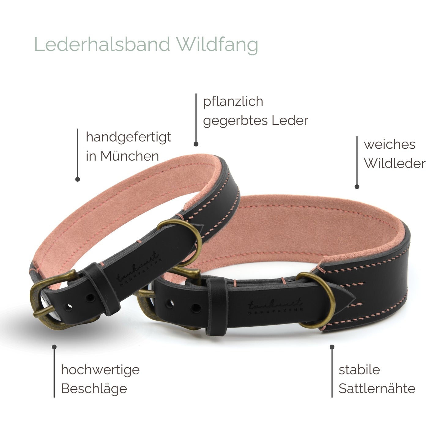 Lederhalsband 'Wildfang' Schwarz Lederhalsband 'Wildfang' Schwarz