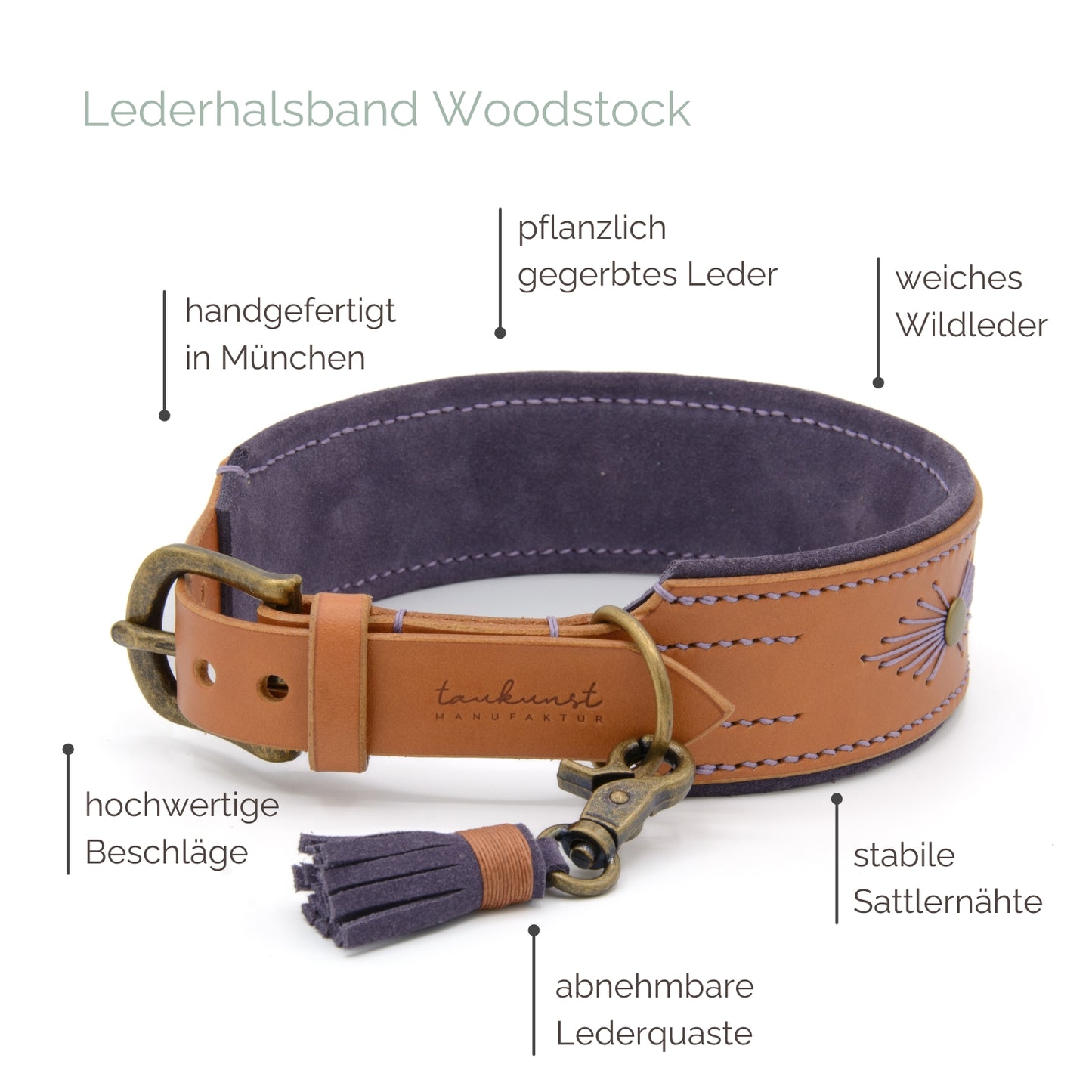 Lederhalsband 'Woodstock' Cognac Lederhalsband 'Woodstock' Cognac