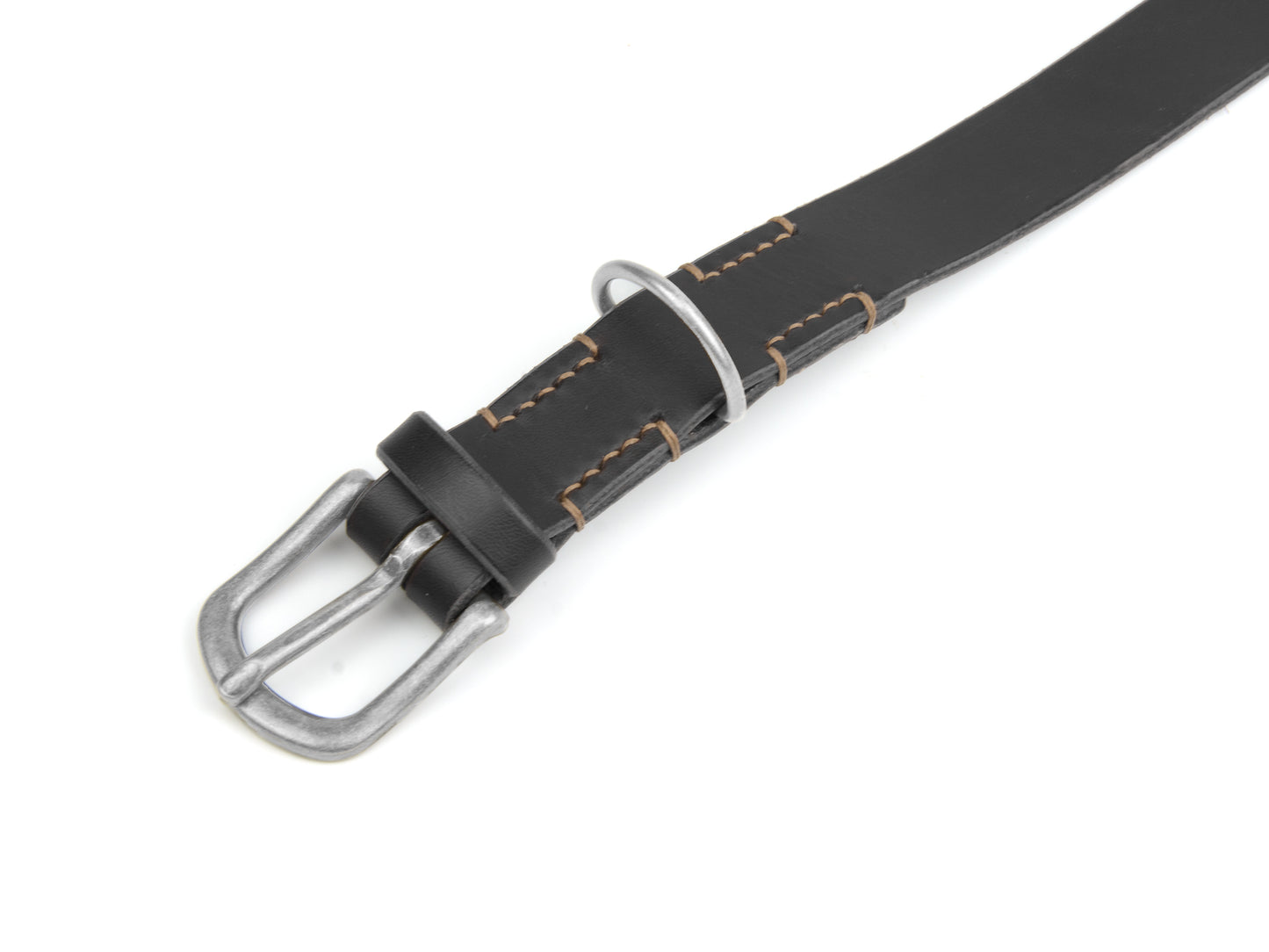 Lederhalsband Carla für Hunde Schwarz mit Sattlernaht in Beige Silber Lederhalsband Carla für Hunde Schwarz mit Sattlernaht in Beige Silber