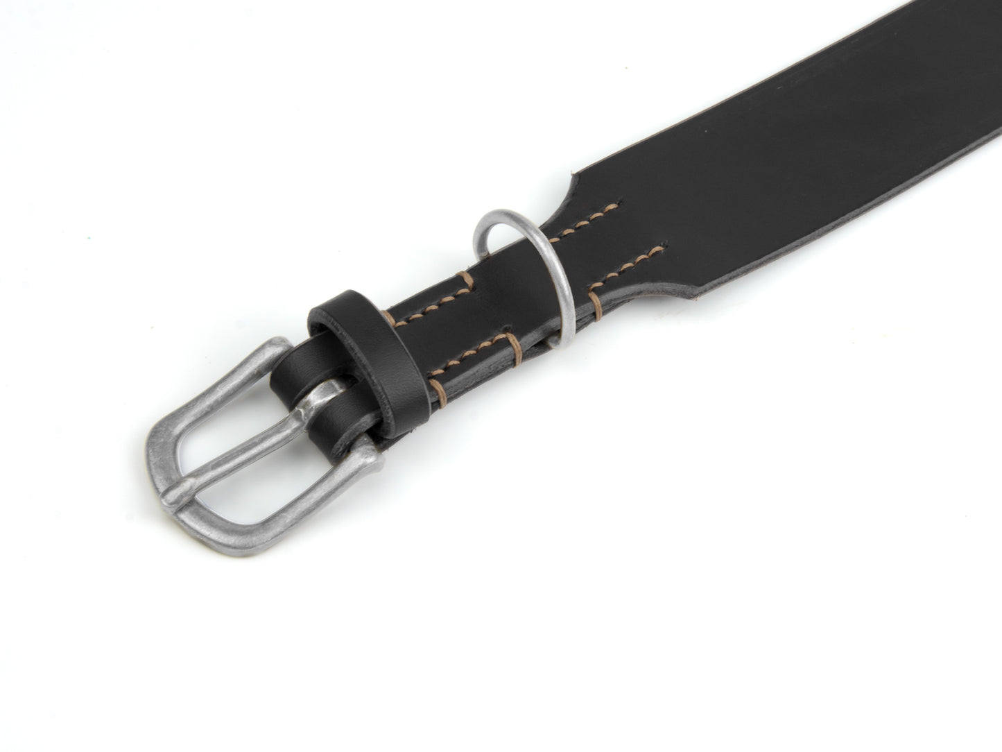 Breites Lederhalsband Carla für Hunde in Schwarz mit Sattlernaht Beige Silber Breites Lederhalsband Carla für Hunde in Schwarz mit Sattlernaht Beige Silber