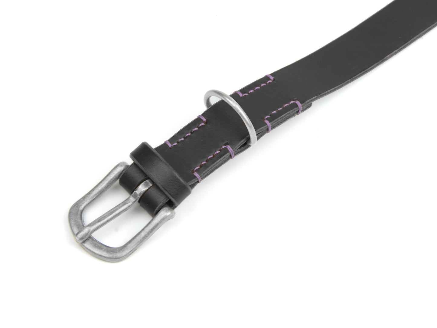 Lederhalsband Carla für Hunde Schwarz mit Sattlernaht in Lavendel Silber Lederhalsband Carla für Hunde Schwarz mit Sattlernaht in Lavendel Silber