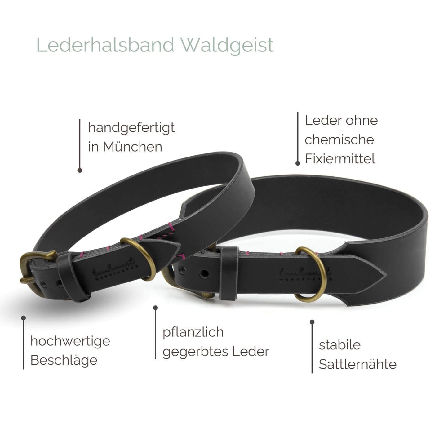 Lederhalsband 'Waldgeist' Schwarz Lederhalsband 'Waldgeist' Schwarz