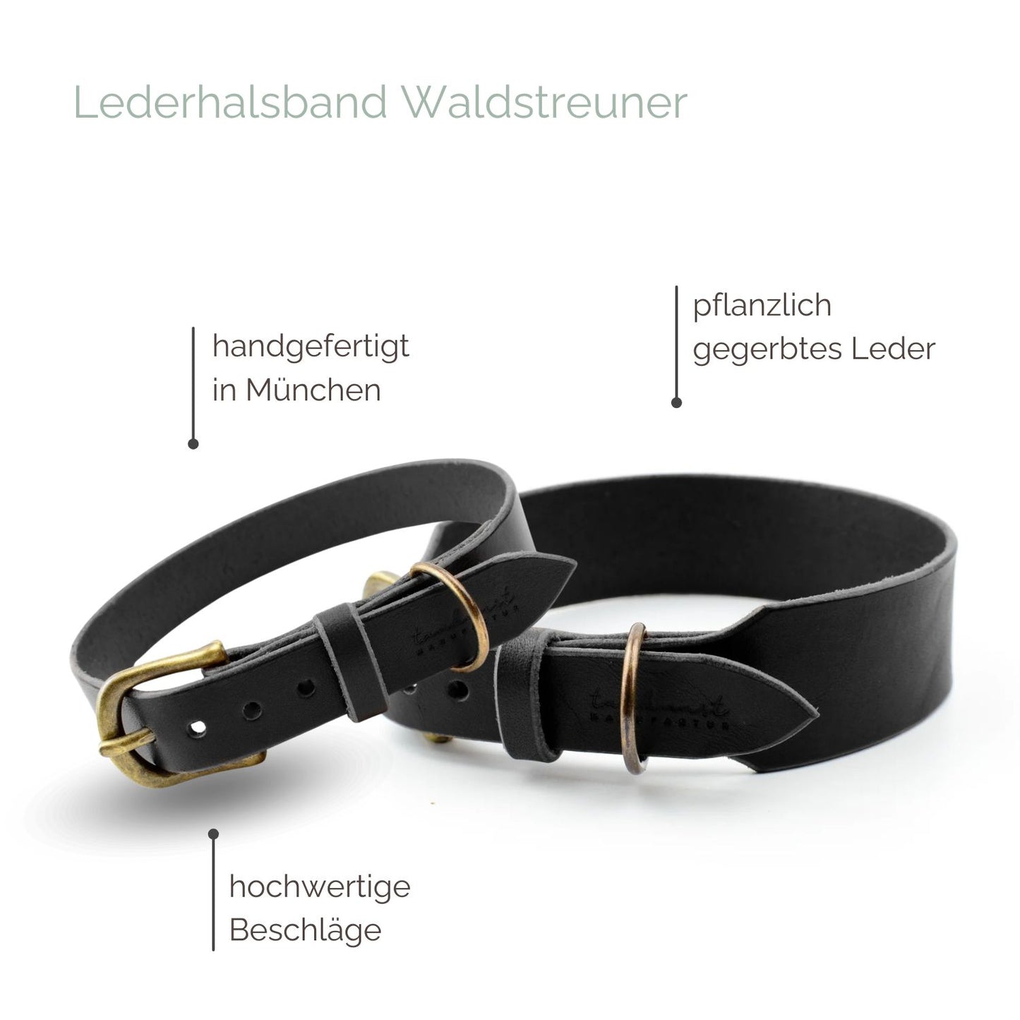 Lederhalsband 'Waldstreuner' Schwarz Lederhalsband 'Waldstreuner' Schwarz