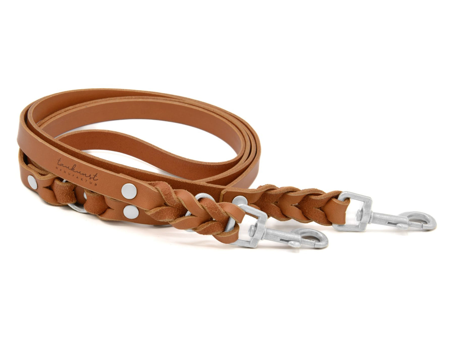 Lederleine für Hunde aus Rindsleder in Cognac Hundeleine aus Leder - Lederleine für Hunde aus Rindsleder in Cognac