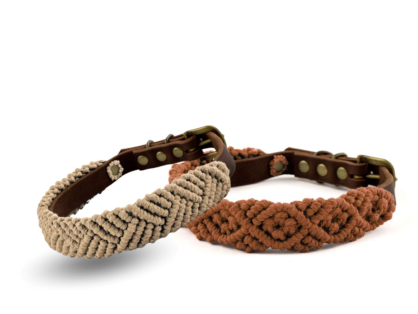 Makramee Lederhalsband 'Boho' – kunstvoll geknüpftes Lederhalsband für stilbewusste Hundehalter Makramee Lederhalsband 'Boho' – kunstvoll geknüpftes Lederhalsband für stilbewusste Hundehalter