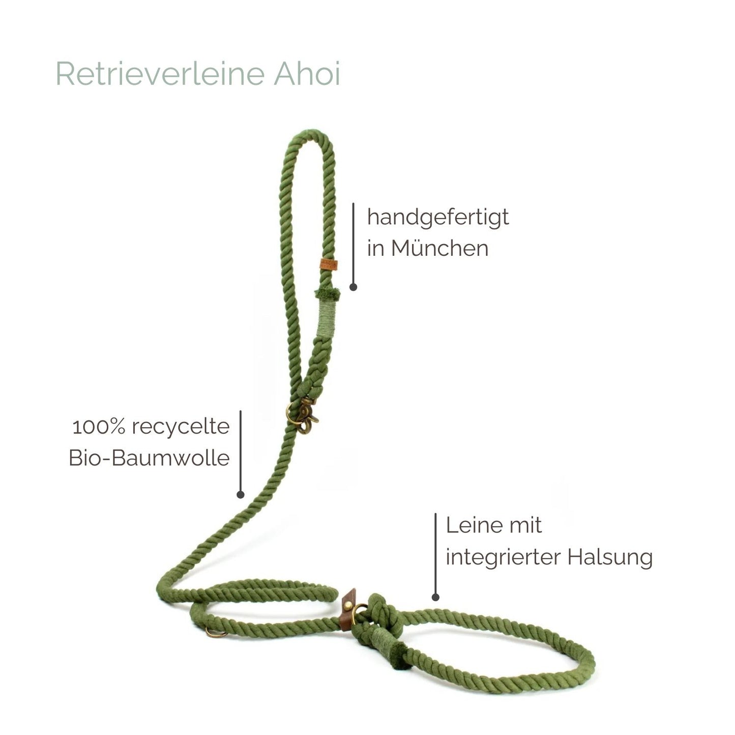 Retrieverleine Tau 'Ahoi' Oliv Retrieverleine Tau 'Ahoi' Oliv