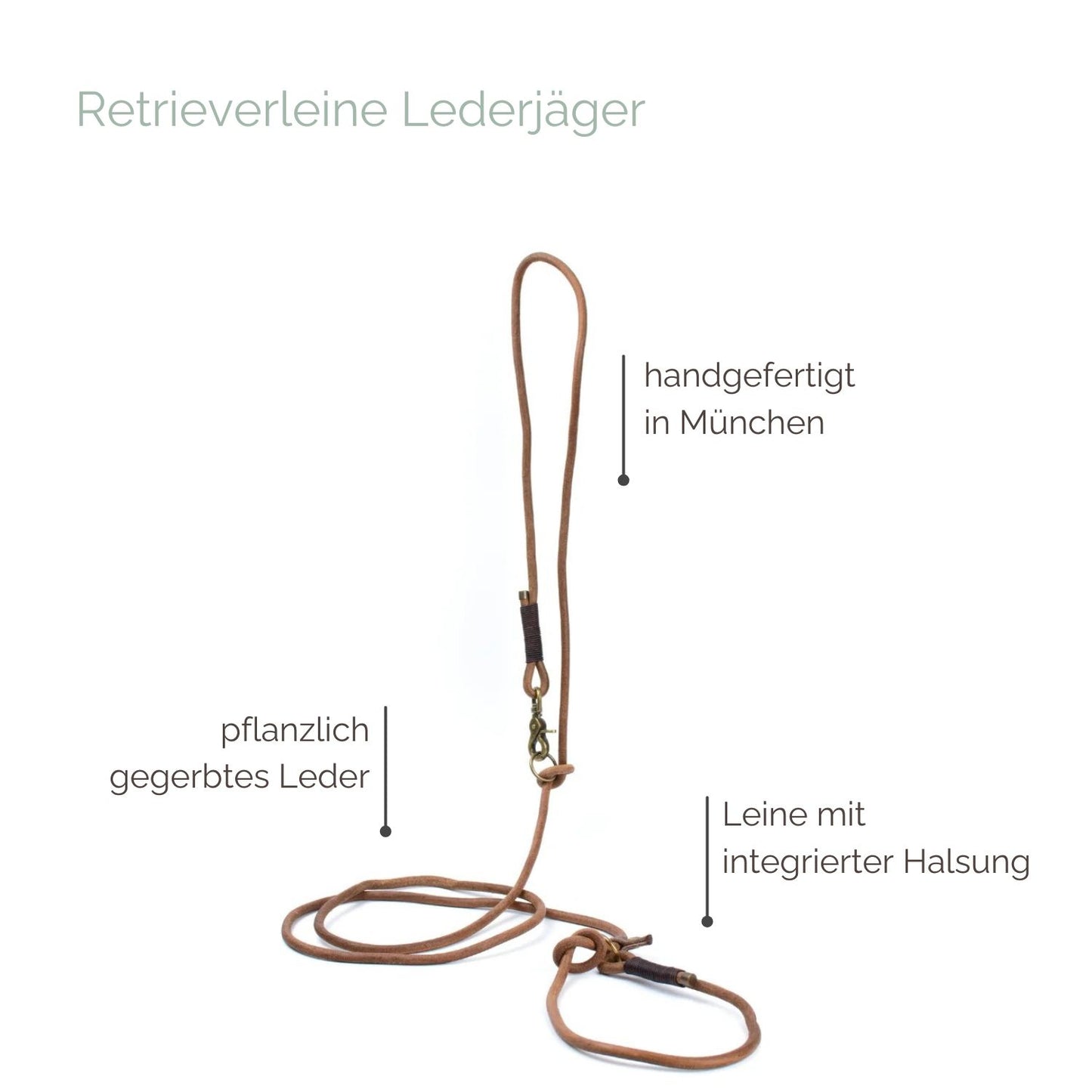 Retrieverleine Rundleder 'Lederjäger' Braun Retrieverleine Rundleder 'Lederjäger' Braun