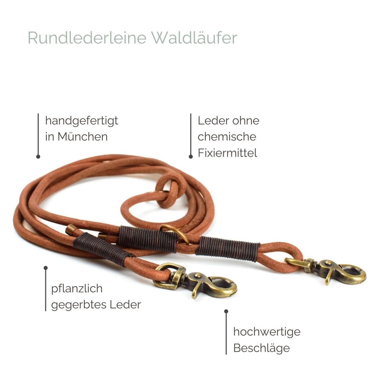 Rundlederleine 'Waldläufer' Braun Rundlederleine 'Waldläufer' Braun