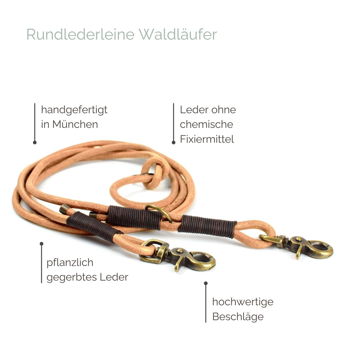 Rundlederleine 'Waldläufer' Cognac Rundlederleine 'Waldläufer' Cognac