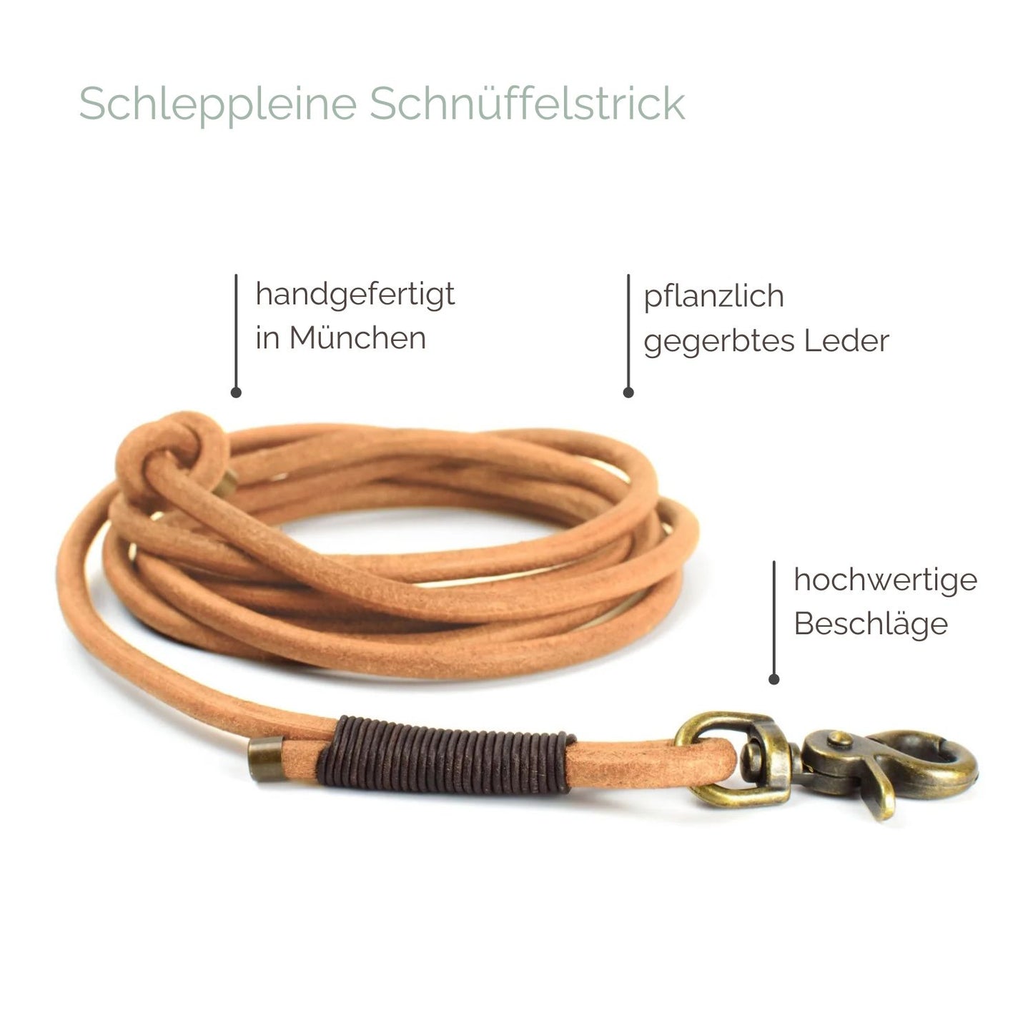 Schleppleine 'Schnüffelstrick' Cognac Schleppleine 'Schnüffelstrick' Cognac