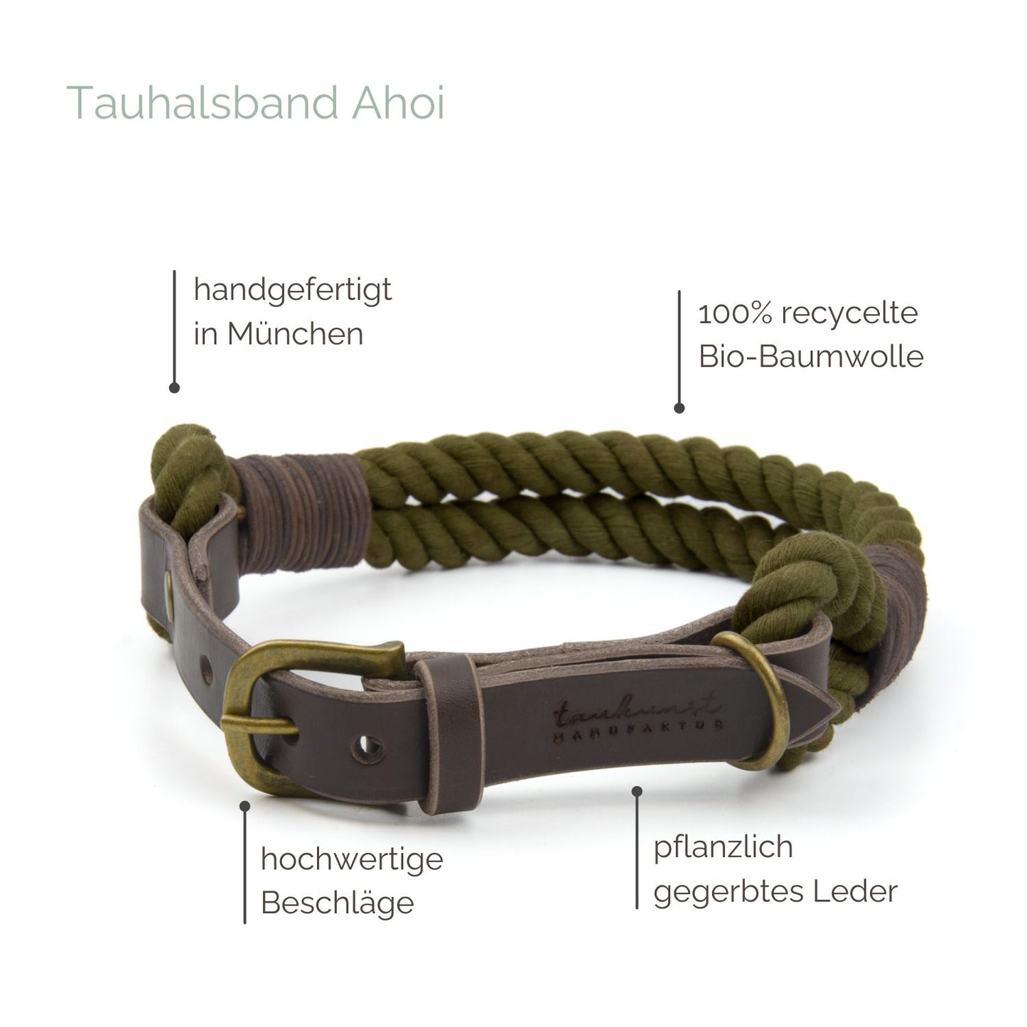 Tauhalsband 'Ahoi‘ Oliv Tauhalsband 'Ahoi‘ Oliv