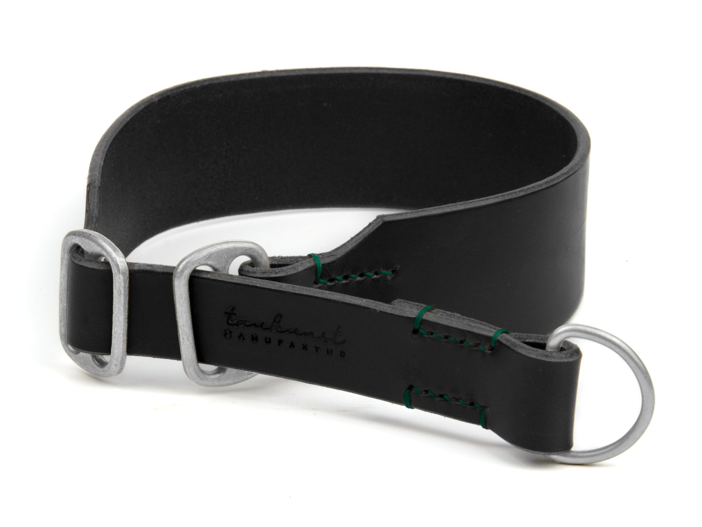 Zugstopp-Lederhalsband 'Waldgeist' Schwarz Zugstopp-Lederhalsband 'Waldgeist' Schwarz