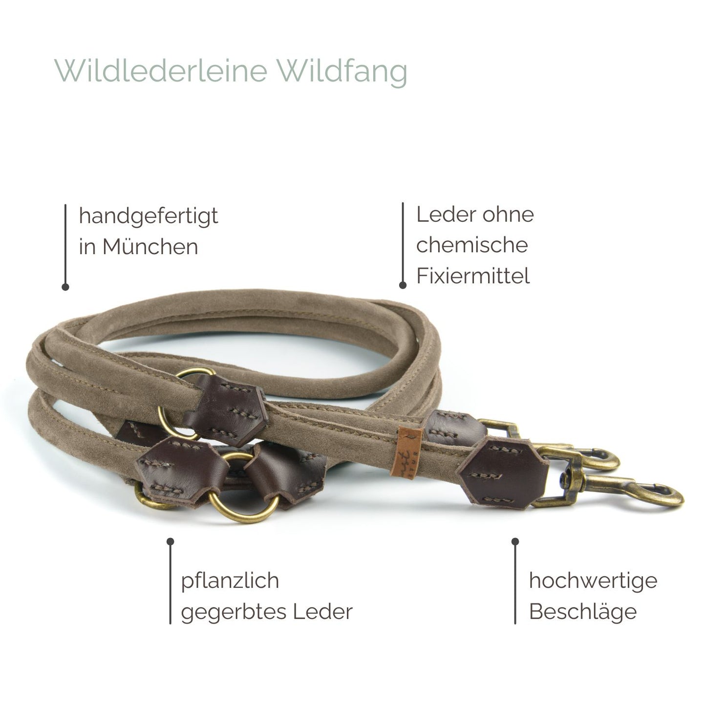 Wildlederleine 'Wildfang' Beige Wildlederleine 'Wildfang' Beige