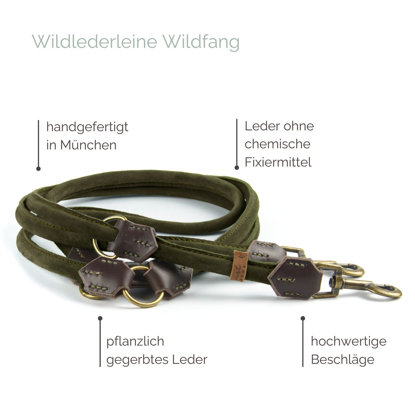 Wildlederleine 'Wildfang' Oliv Wildlederleine 'Wildfang' Oliv