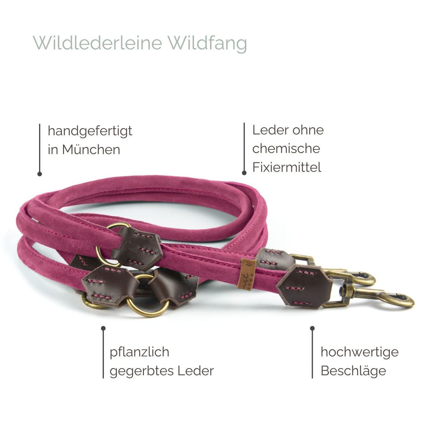 Wildlederleine 'Wildfang' Pink Wildlederleine 'Wildfang' Pink