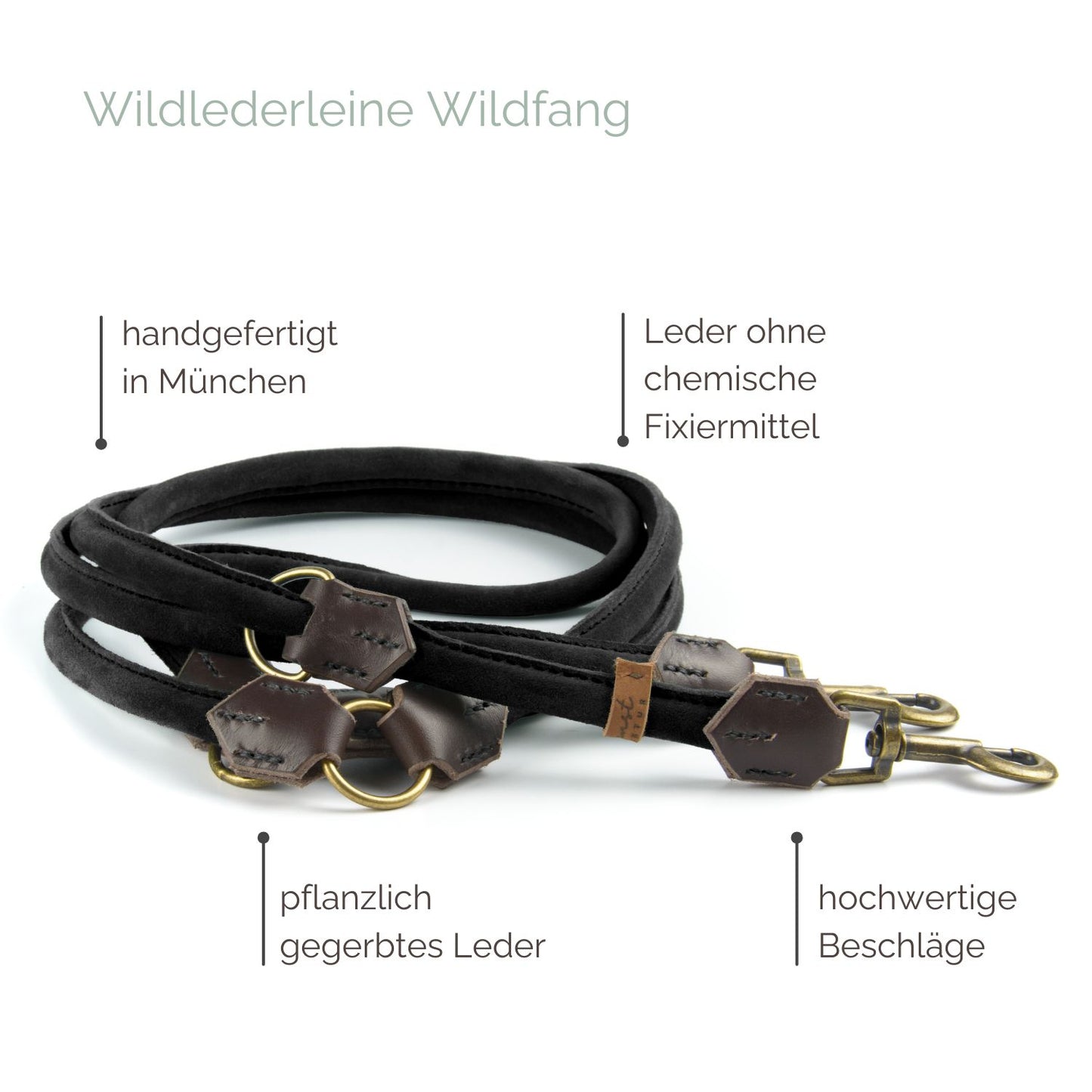 Wildlederleine 'Wildfang' Schwarz Wildlederleine 'Wildfang' Schwarz