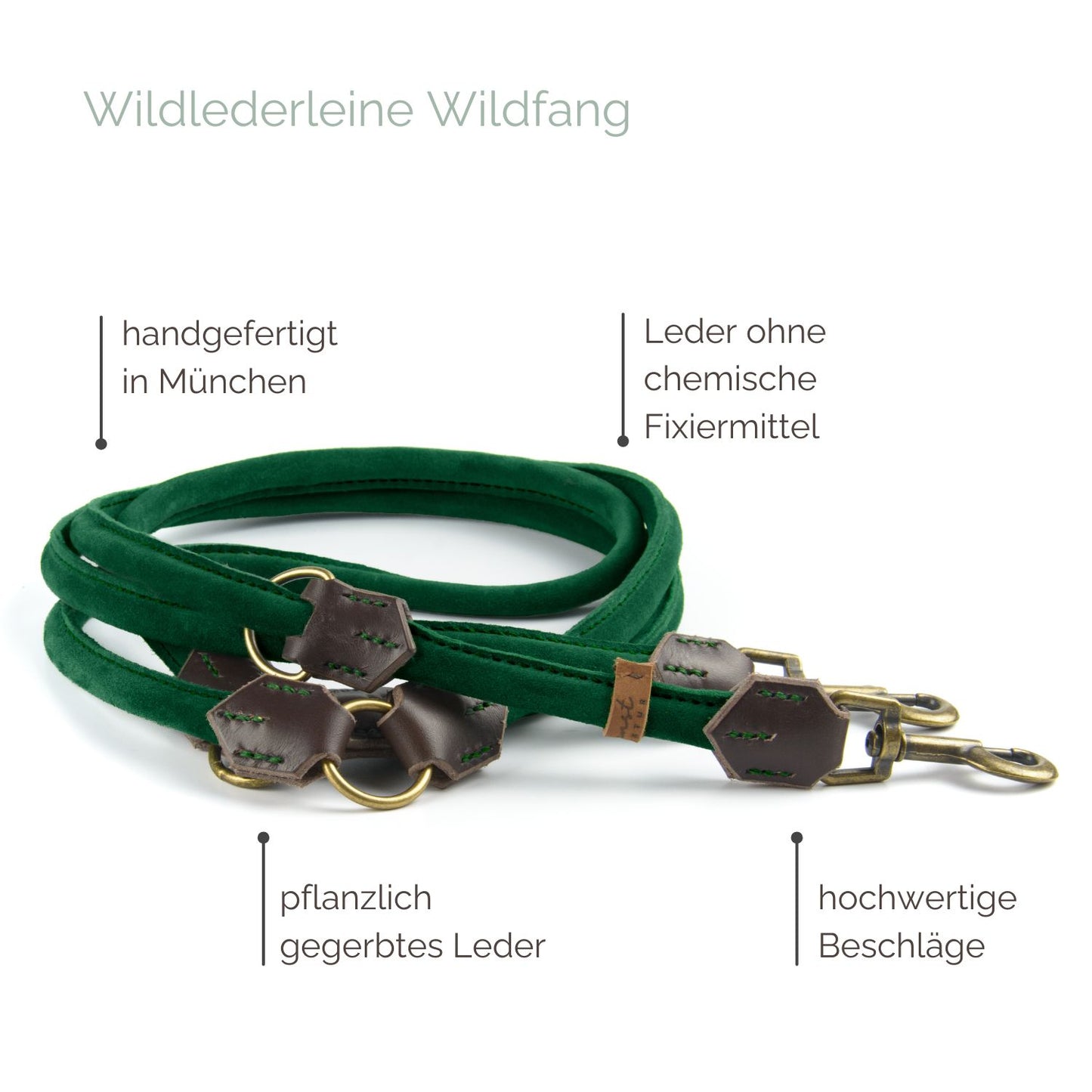 Wildlederleine 'Wildfang' Waldgrün Wildlederleine 'Wildfang' Waldgrün