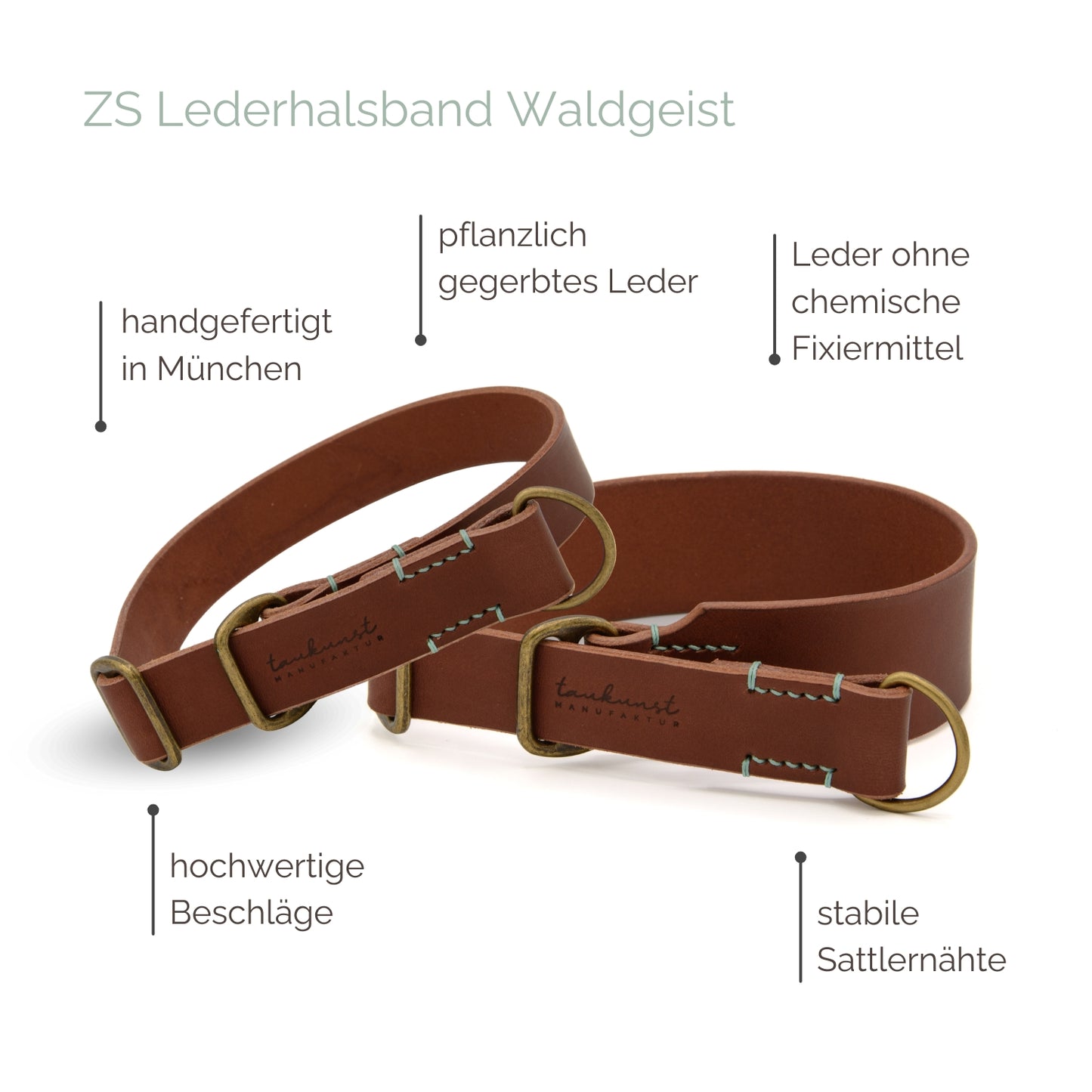 Zugstopp Lederhalsband 'Waldgeist' Braun Zugstopp Lederhalsband 'Waldgeist' Braun