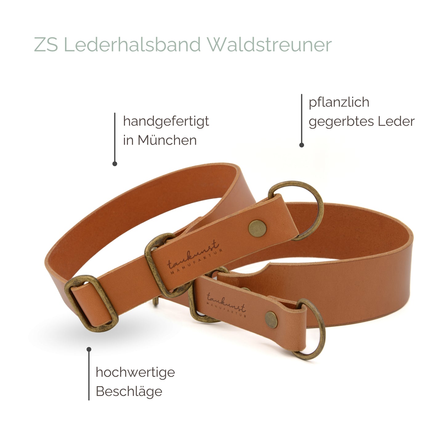 Zugstopp Lederhalsband 'Waldstreuner' Cognac Zugstopp Lederhalsband 'Waldstreuner' Cognac