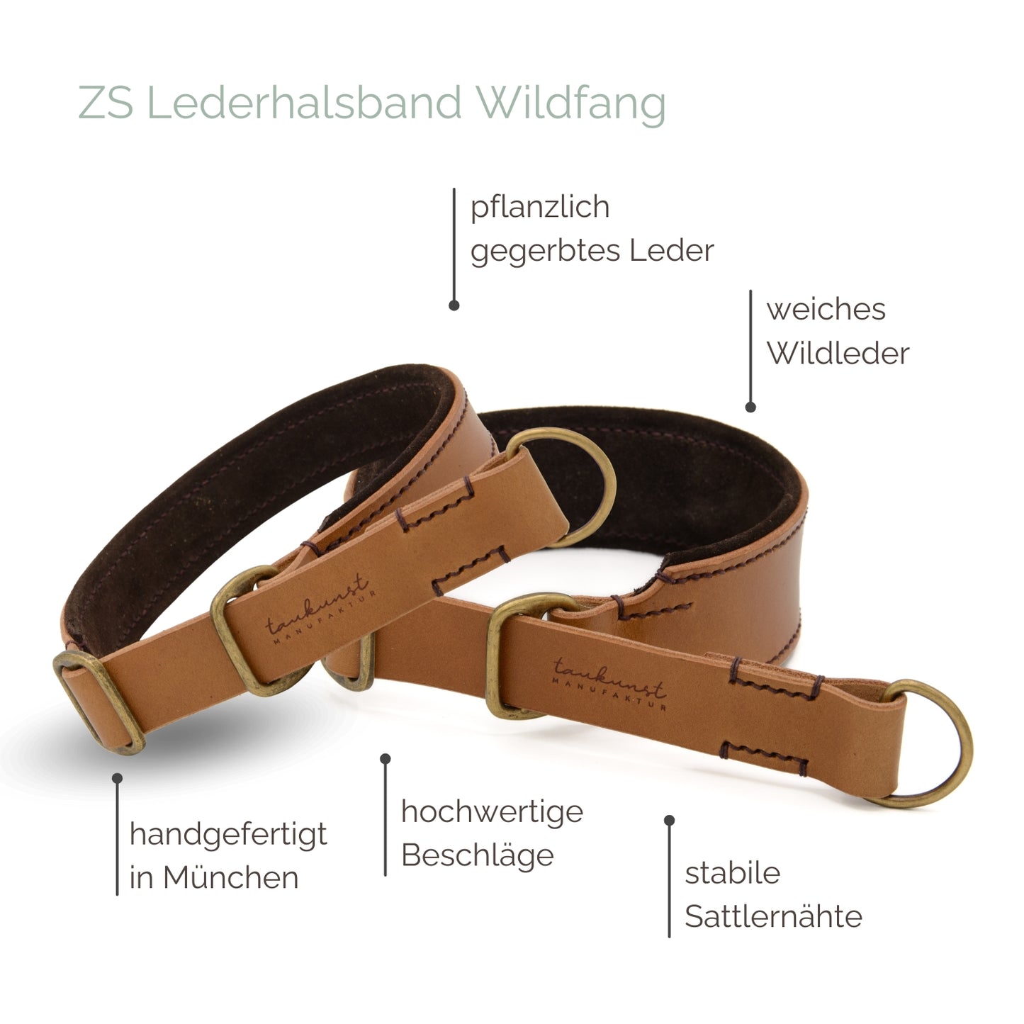 Zugstopp Lederhalsband 'Wildfang' Camel Zugstopp Lederhalsband 'Wildfang' Camel