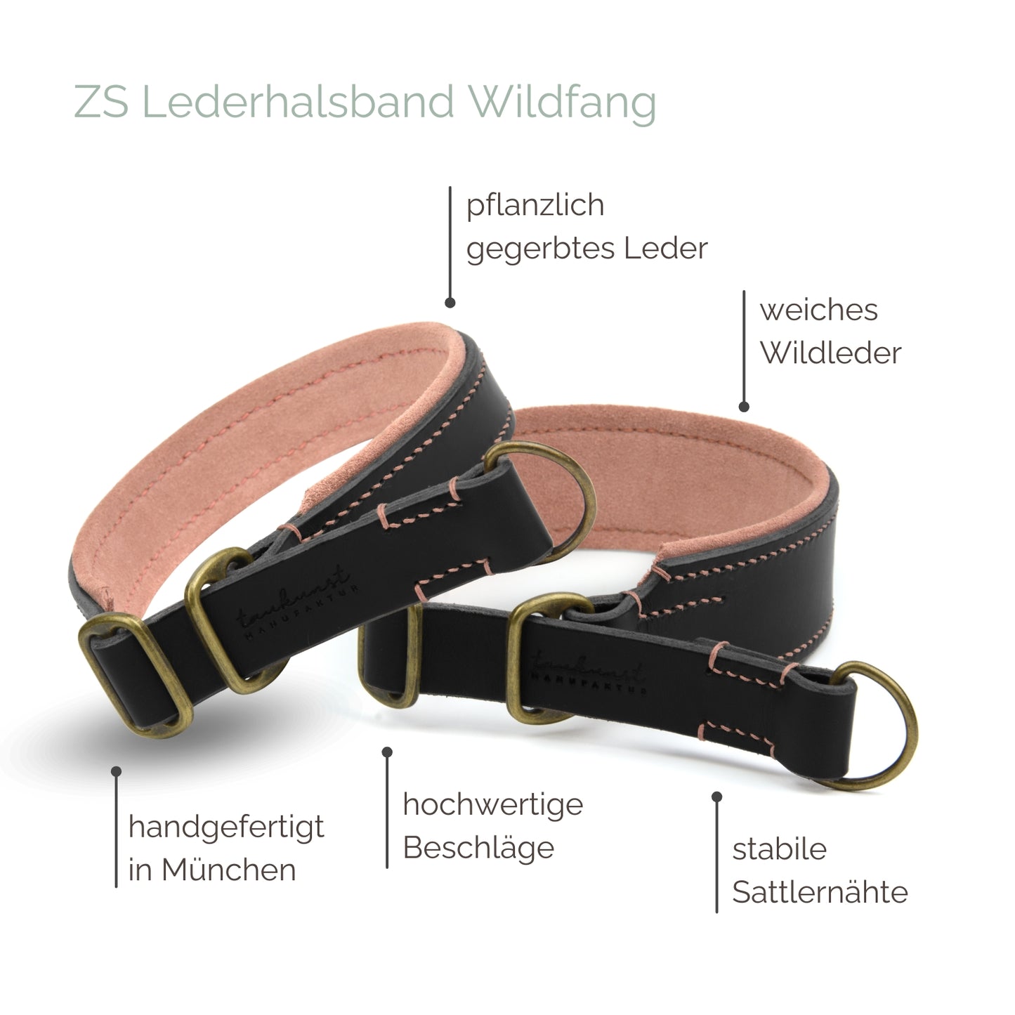Zugstopp Lederhalsband 'Wildfang' Schwarz Zugstopp Lederhalsband 'Wildfang' Schwarz