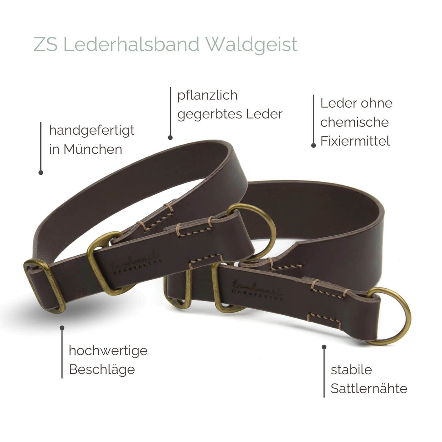 Zugstopp Lederhalsband 'Waldgeist' Dunkelbraun Zugstopp Lederhalsband 'Waldgeist' Dunkelbraun