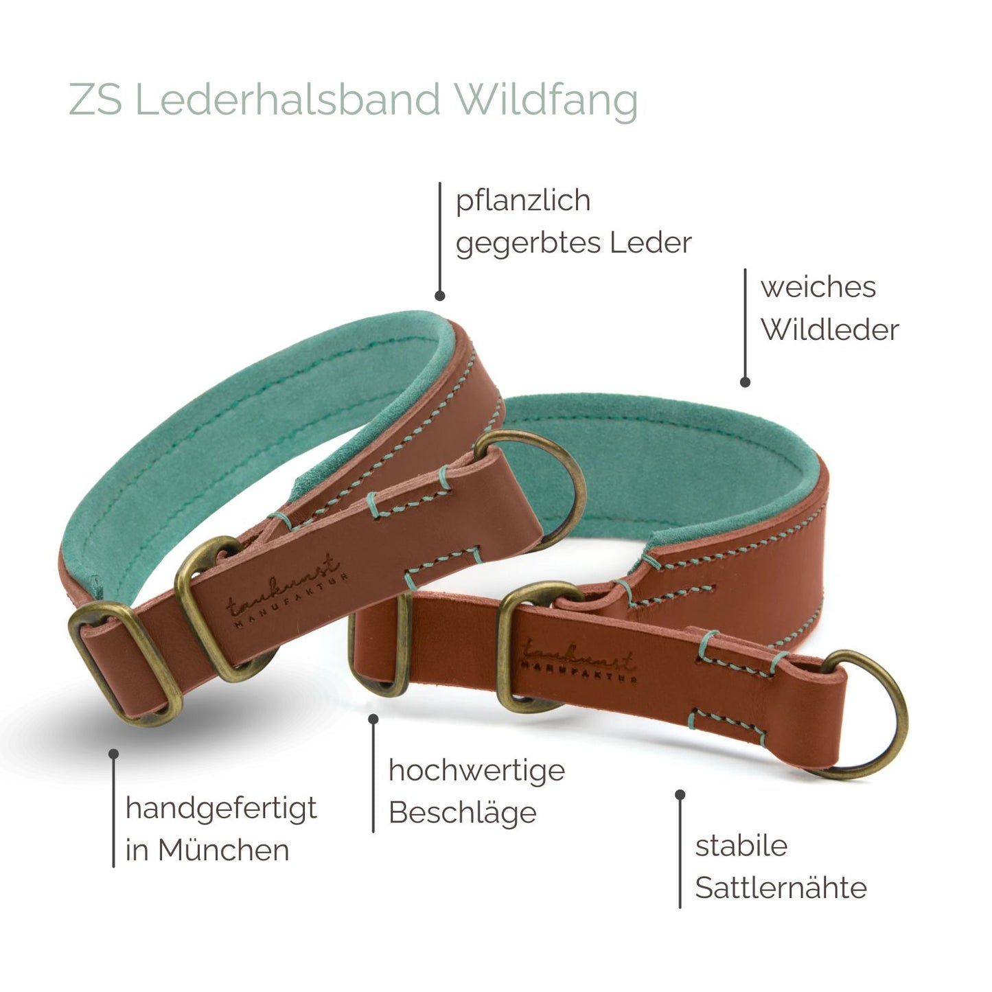 Zugstopp Lederhalsband 'Wildfang' Zugstopp Lederhalsband 'Wildfang'