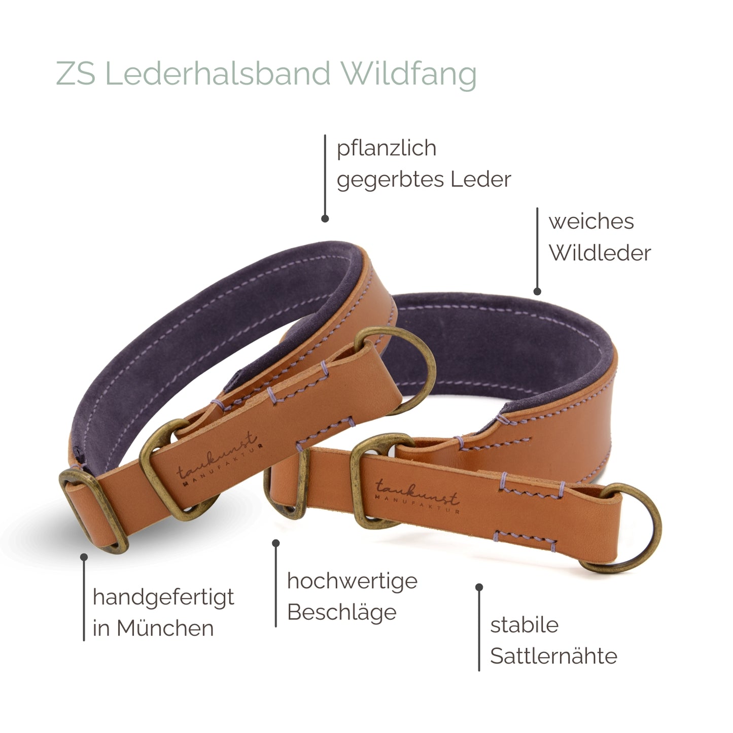 Zugstopp Lederhalsband 'Wildfang' Cognac Zugstopp Lederhalsband 'Wildfang' Cognac
