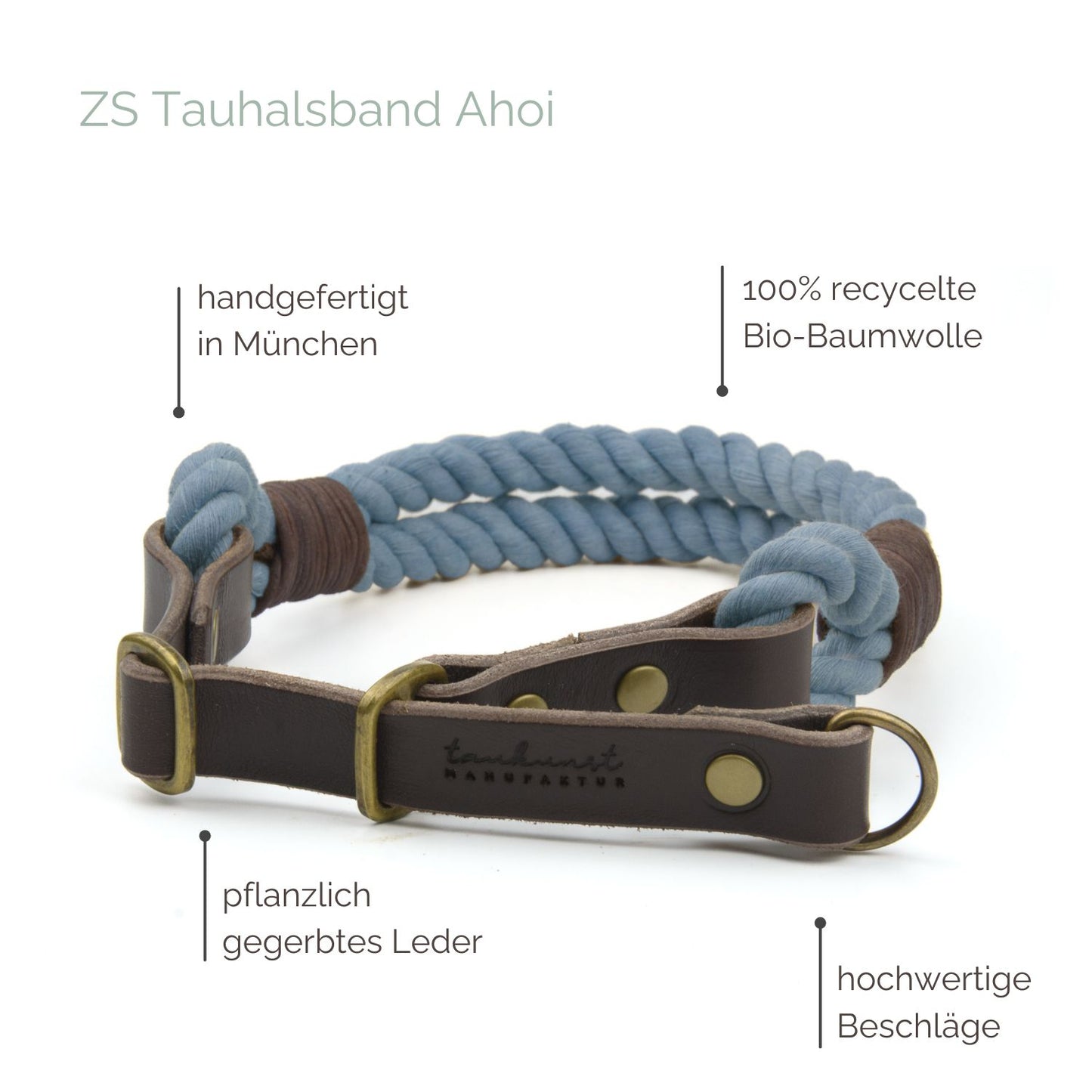 Zugstopp Tauhalsband 'Ahoi' Himmelblau Zugstopp Tauhalsband 'Ahoi' Himmelblau