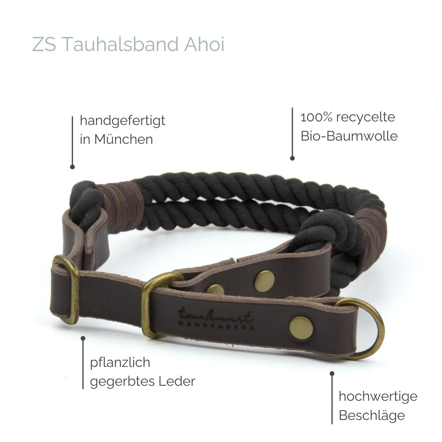 Zugstopp Tauhalsband 'Ahoi' Schwarz Zugstopp Tauhalsband 'Ahoi' Schwarz