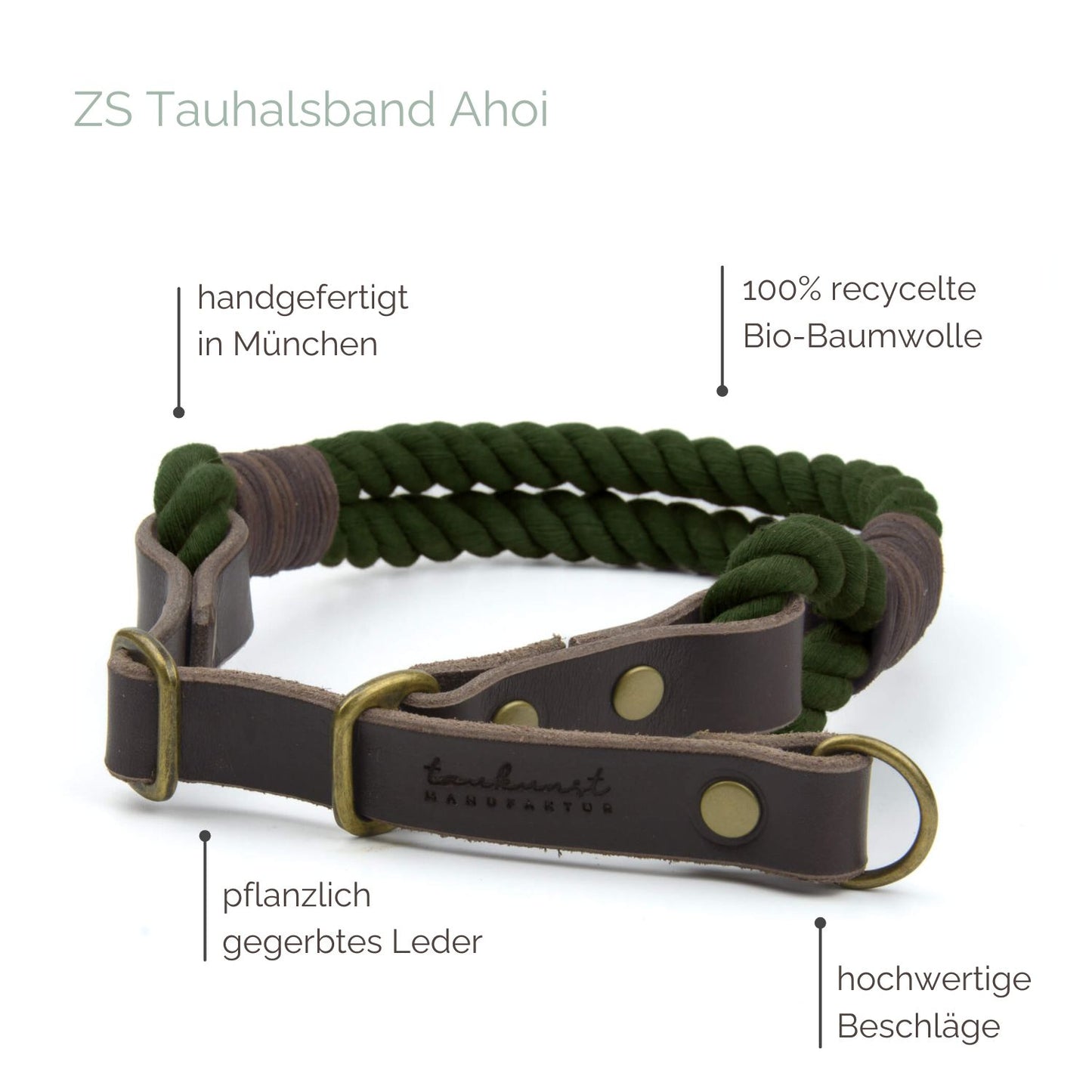 Zugstopp Tauhalsband 'Ahoi' Waldgrün Zugstopp Tauhalsband 'Ahoi' Waldgrün