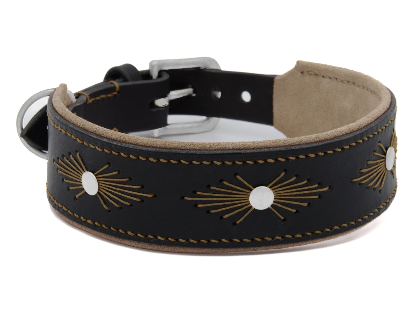 Lederhalsband 'Woodstock' Schwarz Lederhalsband 'Woodstock' Schwarz