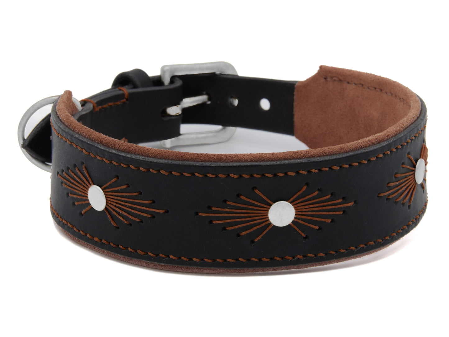 Lederhalsband 'Woodstock' Schwarz Lederhalsband 'Woodstock' Schwarz