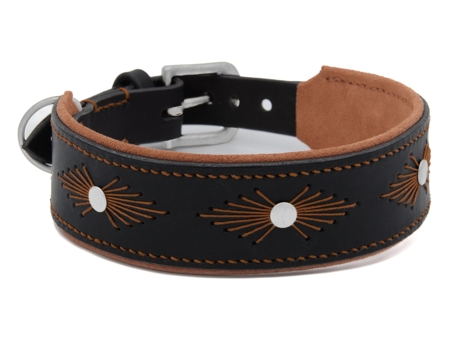 Lederhalsband 'Woodstock' Schwarz Lederhalsband 'Woodstock' Schwarz