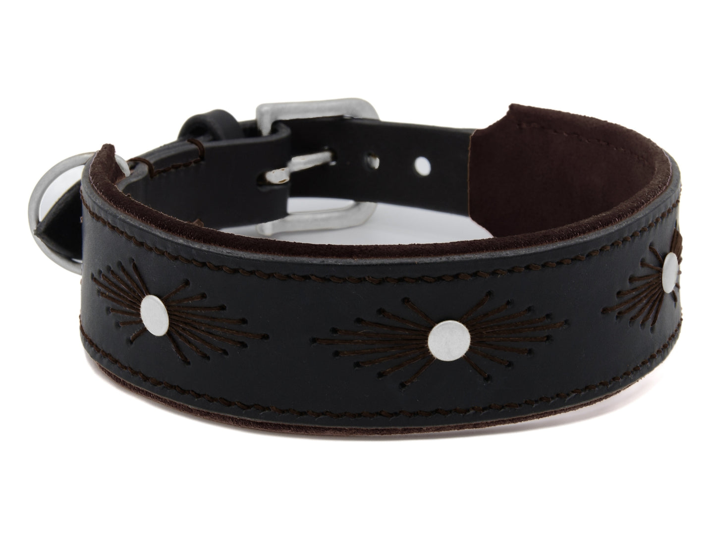 Lederhalsband 'Woodstock' Schwarz Lederhalsband 'Woodstock' Schwarz