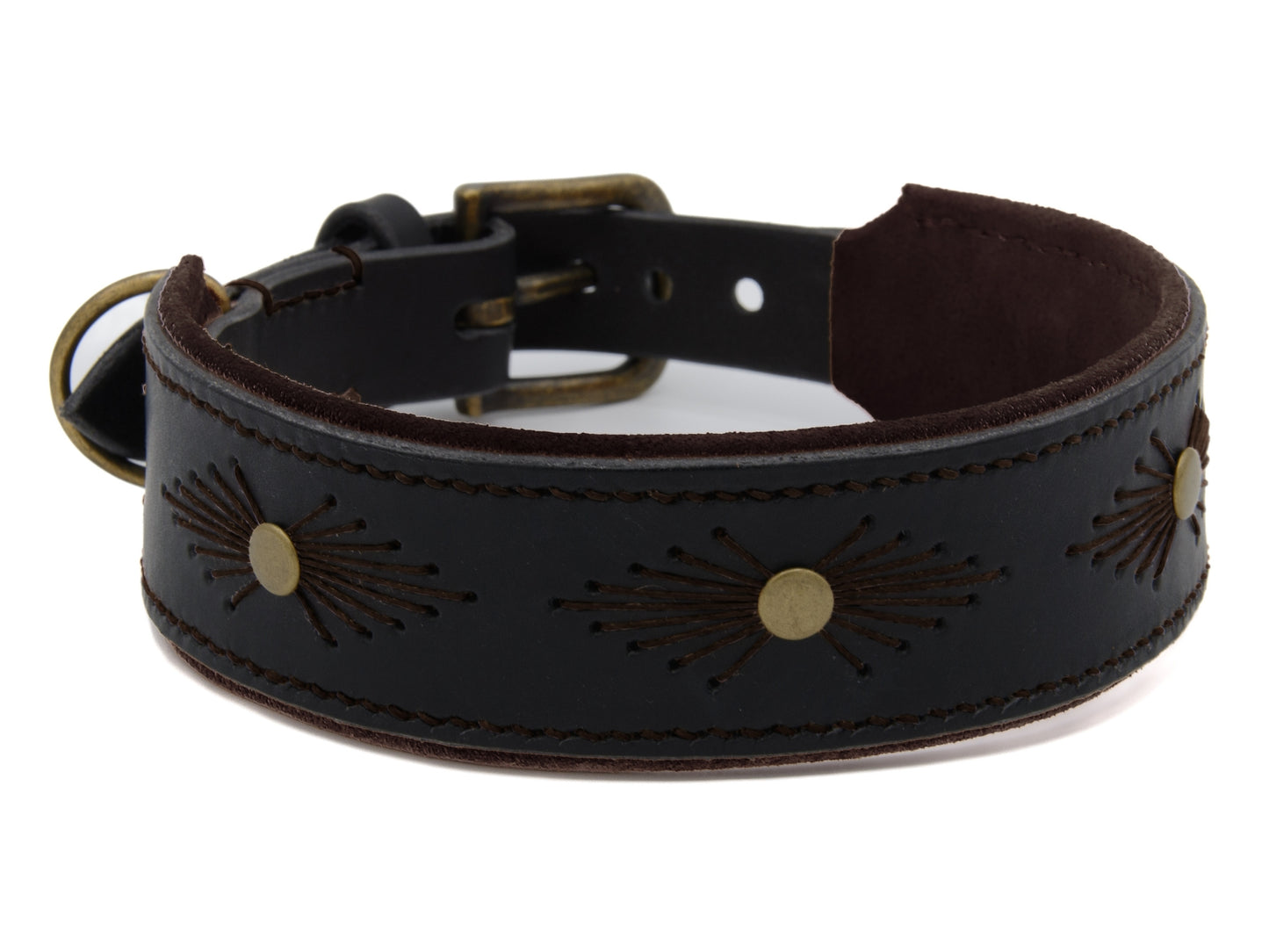 Lederhalsband 'Woodstock' Schwarz Lederhalsband 'Woodstock' Schwarz