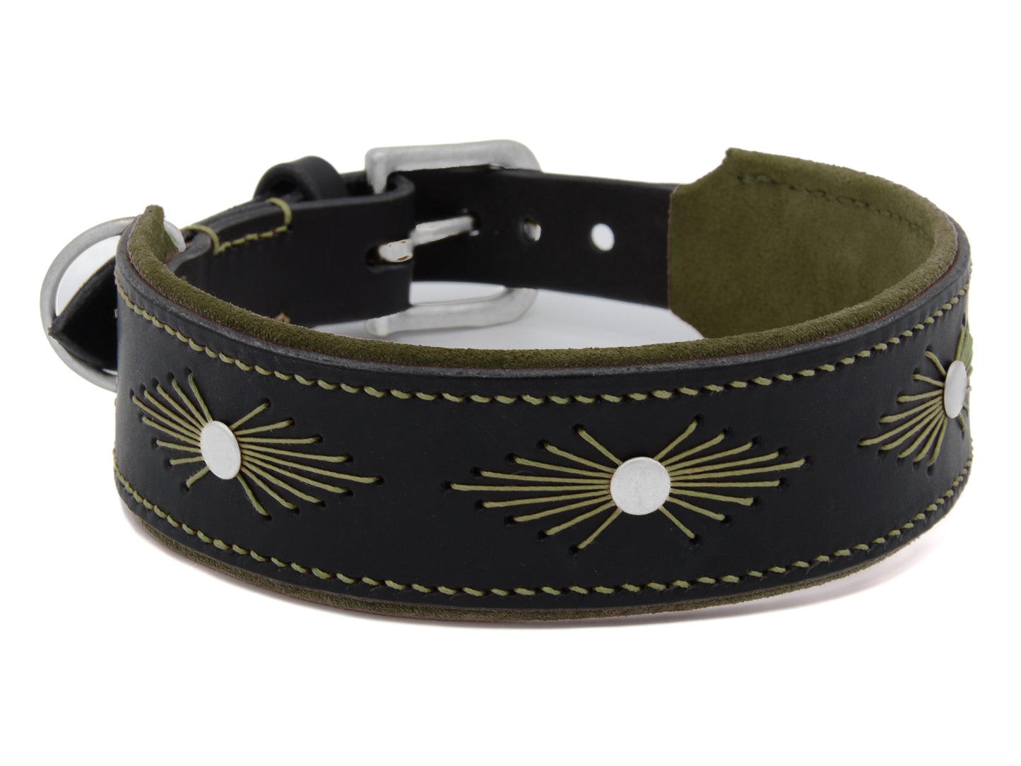 Lederhalsband 'Woodstock' Schwarz Lederhalsband 'Woodstock' Schwarz