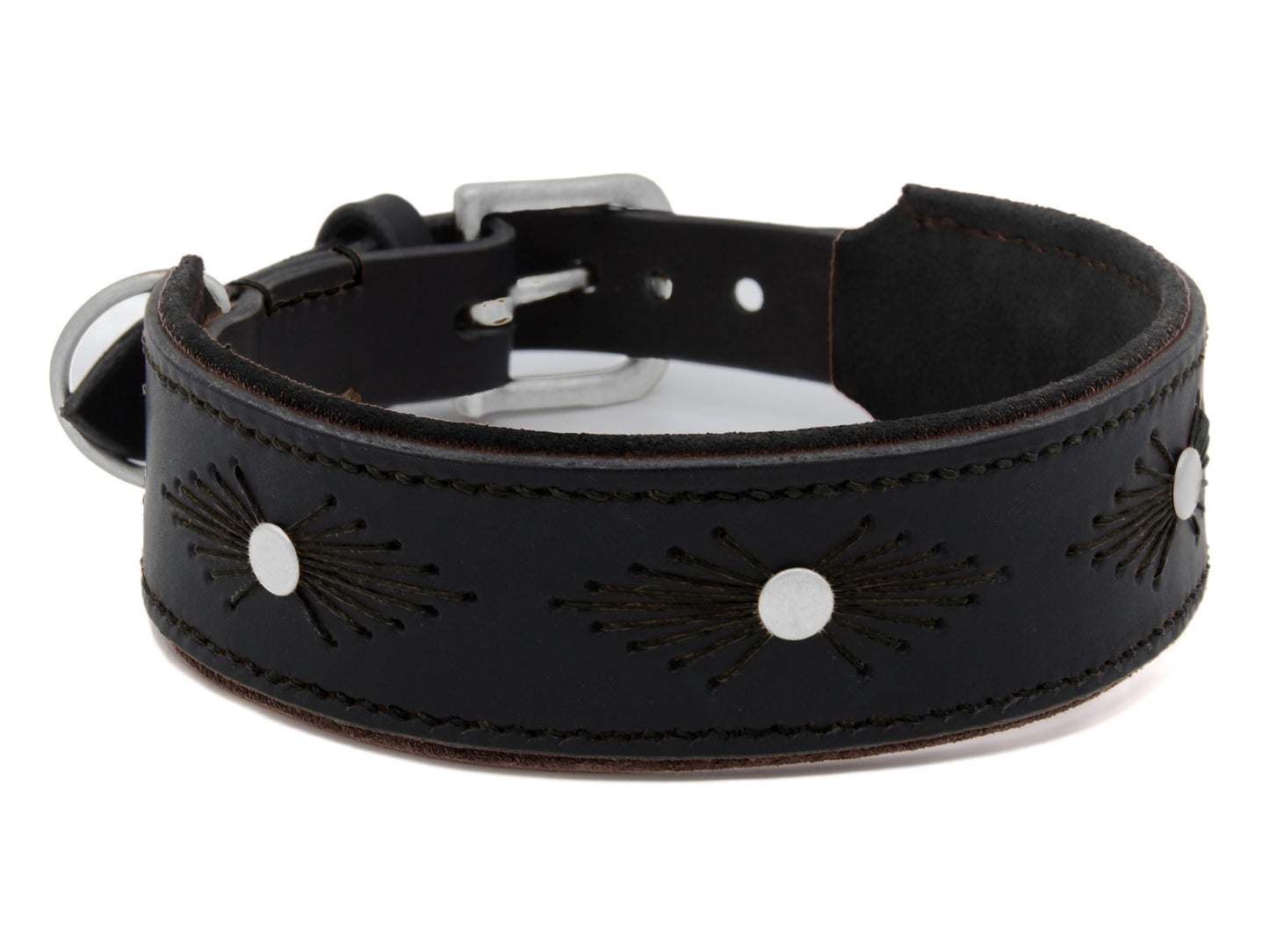 Lederhalsband 'Woodstock' Schwarz Lederhalsband 'Woodstock' Schwarz