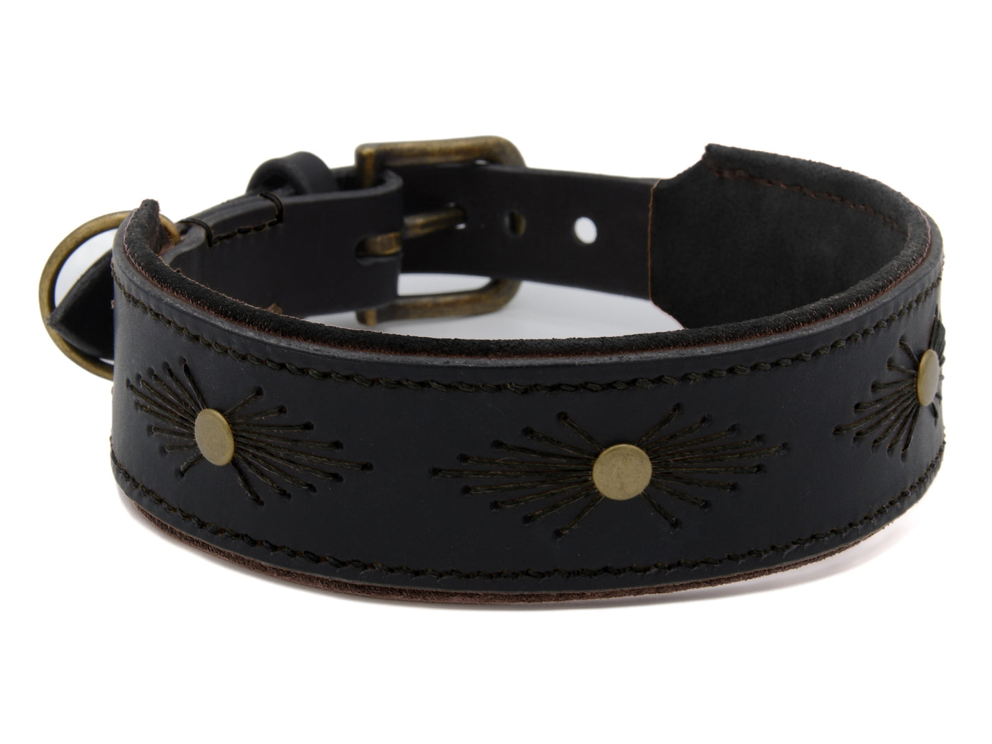 Lederhalsband 'Woodstock' Schwarz Lederhalsband 'Woodstock' Schwarz