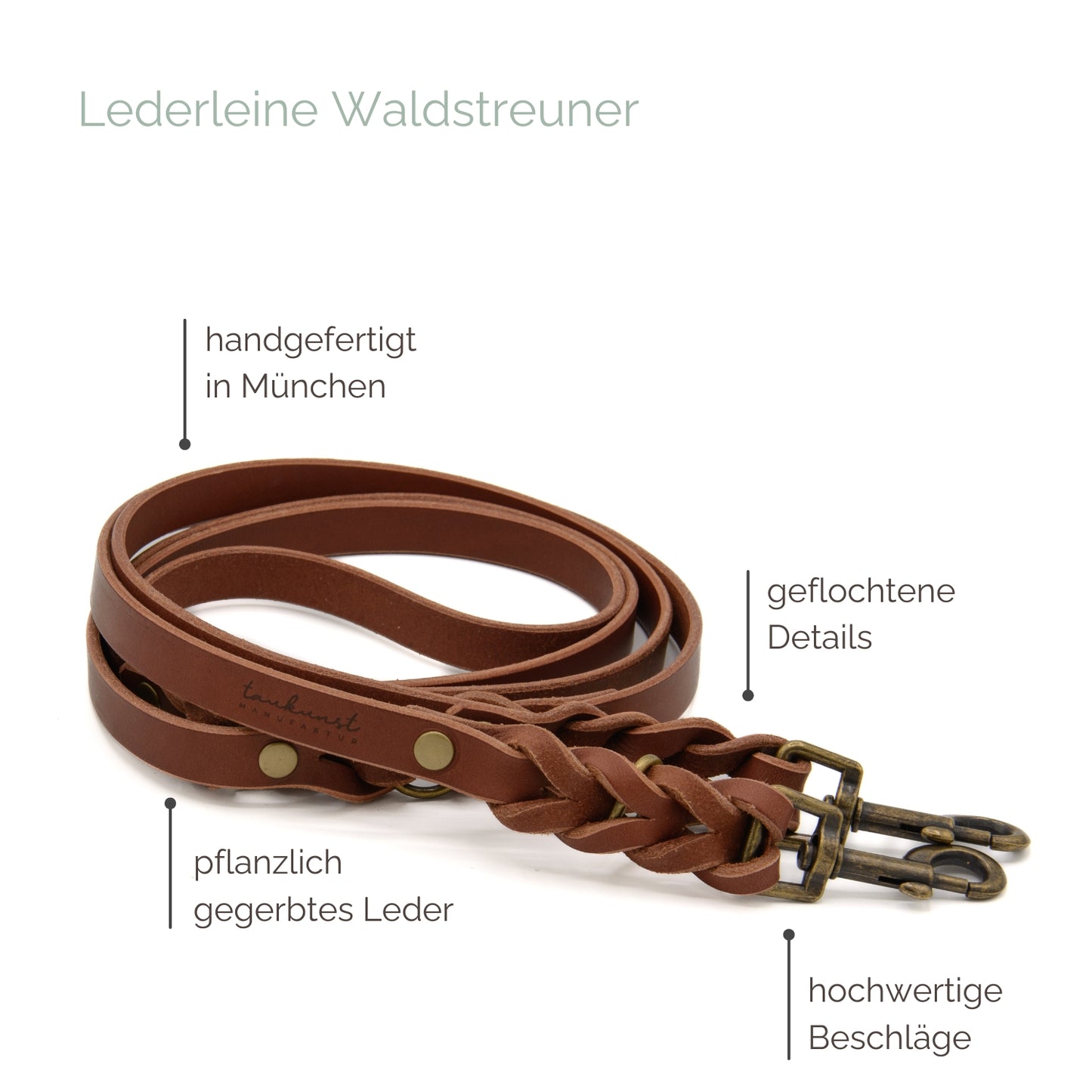 Lederleine 'Waldstreuner' Braun Hundeleine aus Leder - Lederleine 'Waldstreuner' Braun
