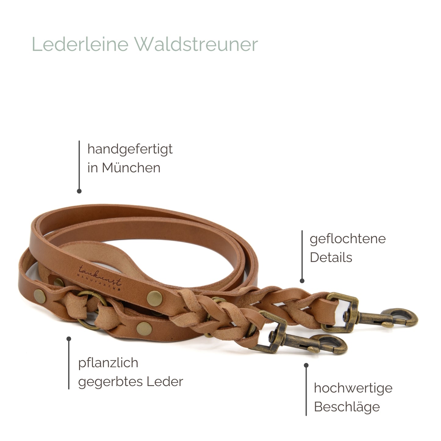 Lederleine 'Waldstreuner' Camel Hundeleine aus Leder - Lederleine 'Waldstreuner' Camel