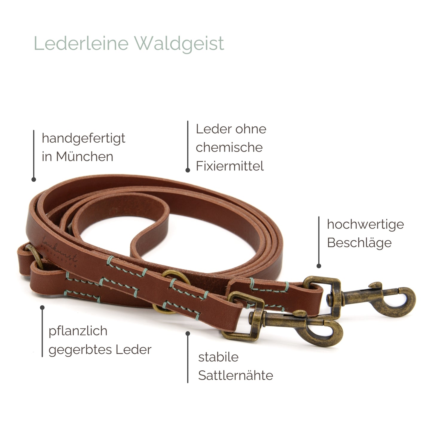 Lederleine 'Waldgeist' Braun Hundeleine aus Leder - Lederleine 'Waldgeist' Braun