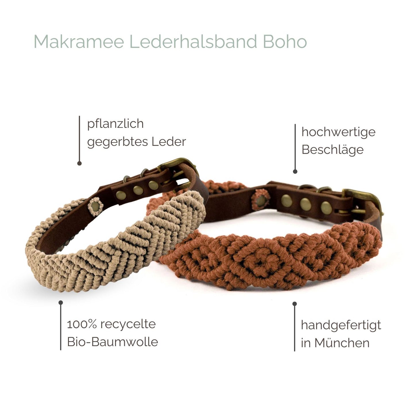 Makramee Lederhalsband 'Boho' Makramee Lederhalsband 'Boho'