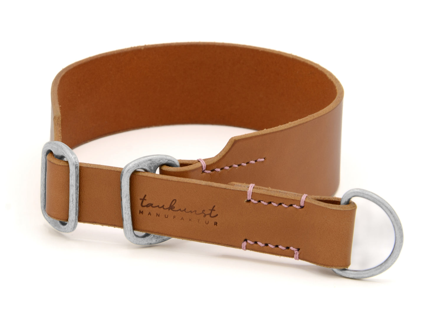 Zugstopp Lederhalsband 'Waldgeist' Cognac
