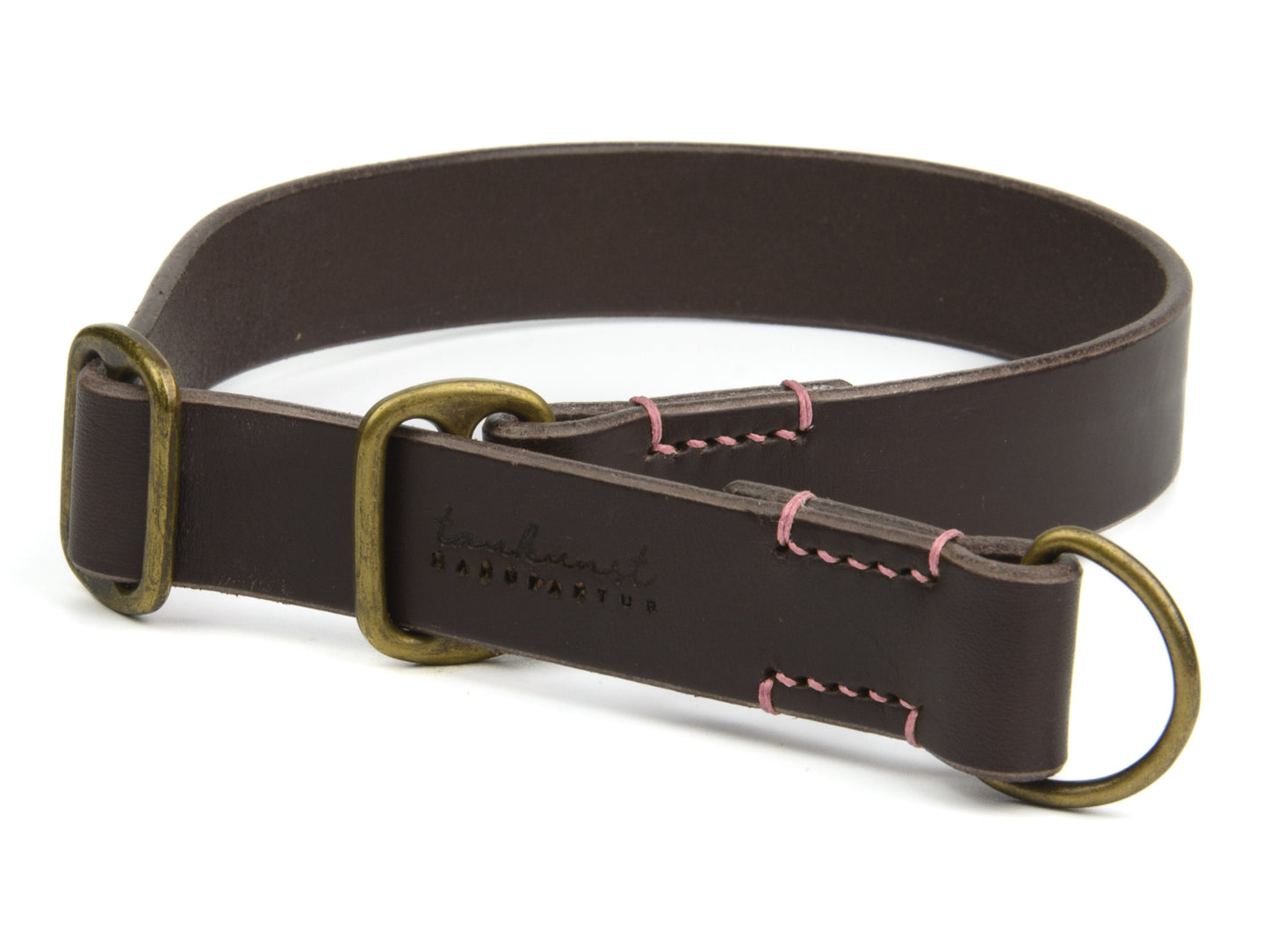 Zugstopp Lederhalsband 'Waldgeist' Dunkelbraun
