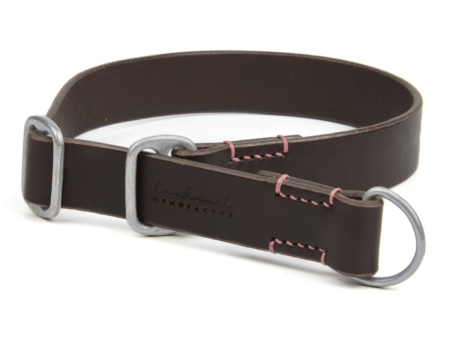 Zugstopp Lederhalsband 'Waldgeist' Dunkelbraun
