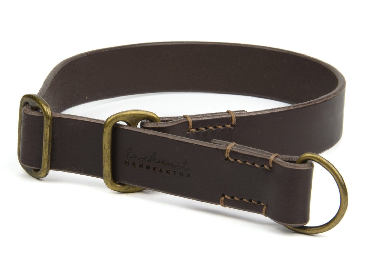 Zugstopp Lederhalsband 'Waldgeist' Dunkelbraun
